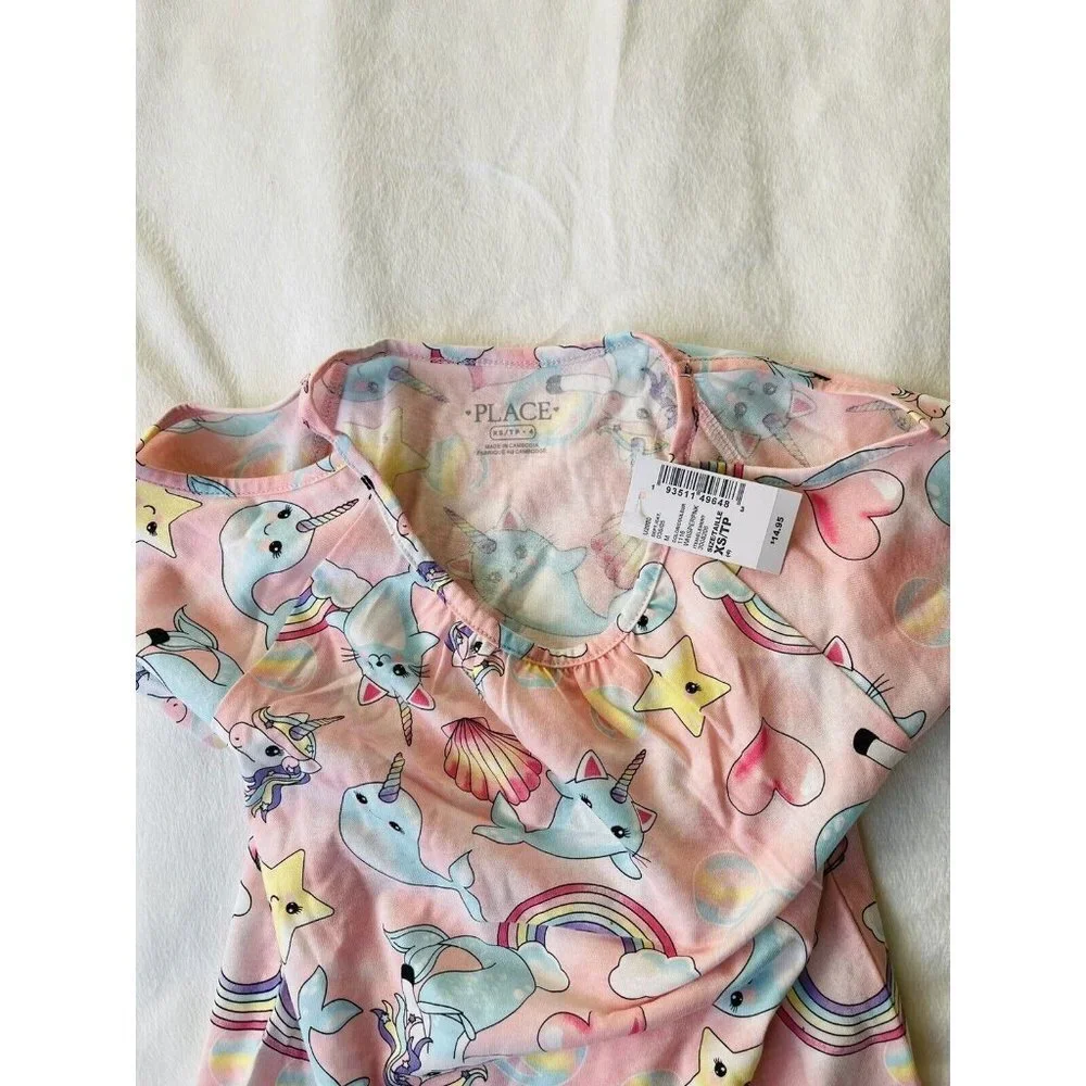 The Children's Place Short Sleeve Print Cold Shoulder Top Size XS